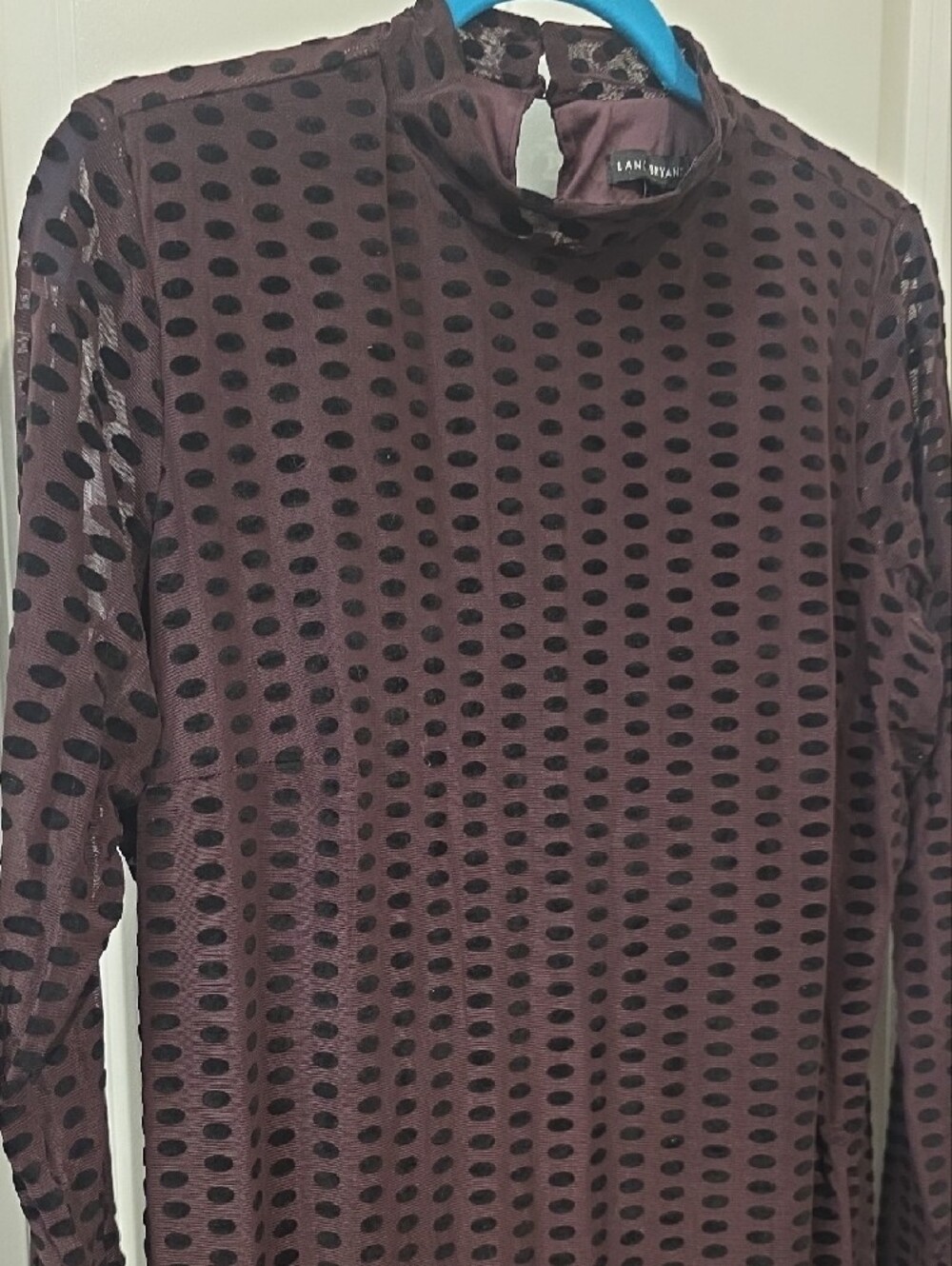 NWT Lane Bryant Velvet Polka Dot Mock Neck Dress 14/16 Plum